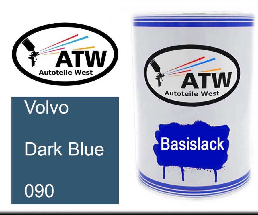 Volvo, Dark Blue, 090: 500ml Lackdose, von ATW Autoteile West.